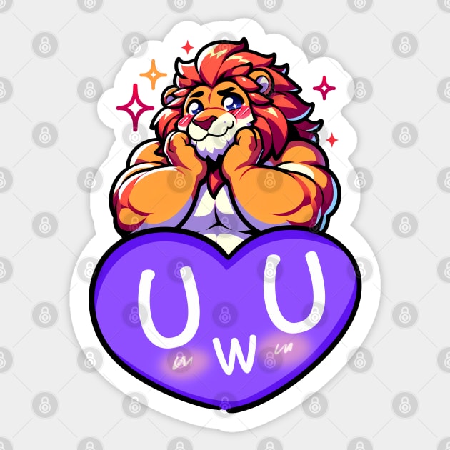 Blushing UwU Furry Anthro Lion Heart Sticker by Blue Bull Bazaar